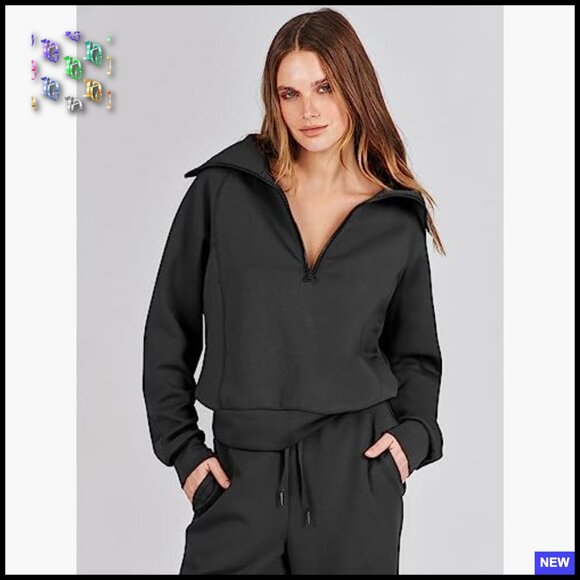 Oversized Sweatsuit Set Wide Leg Pants Lounge Travel Leisure Active Wear - Picture 5 of 7